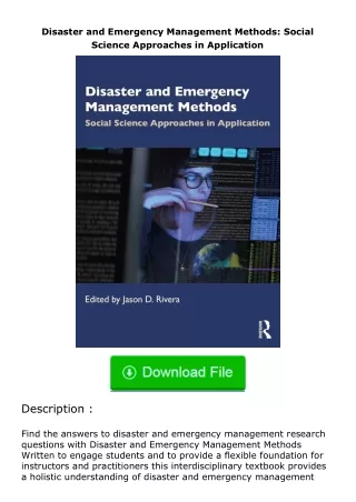full✔download️⚡(pdf) Disaster and Emergency Management Methods: Social Science Approaches in Application