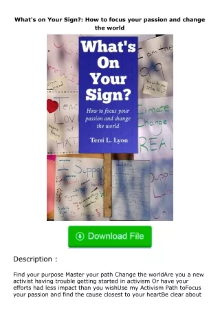 [PDF]❤READ⚡ What's on Your Sign?: How to focus your passion and change the world