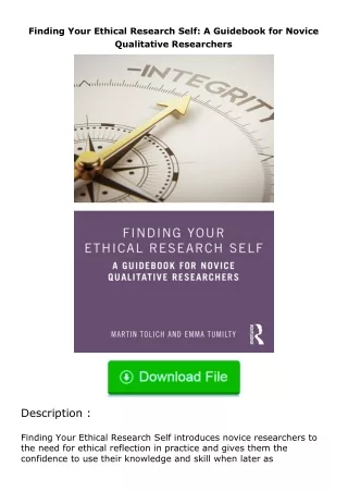 full✔download️⚡(pdf) Finding Your Ethical Research Self: A Guidebook for Novice Qualitative Researchers