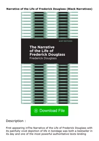 [READ]⚡PDF✔ Narrative of the Life of Frederick Douglass (Black Narratives)