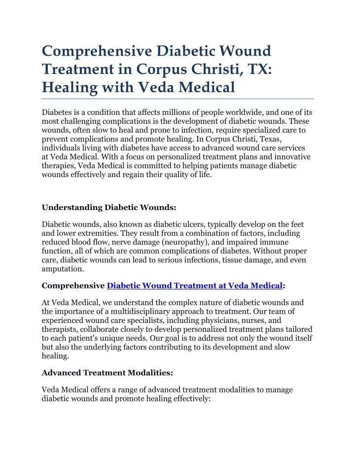 comprehensive diabetic wound treatment in corpus