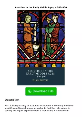 PDF✔Download❤ Abortion in the Early Middle Ages, c.500-900