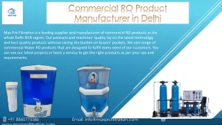 Commercial RO Product Manufacturer in Delhi NCR