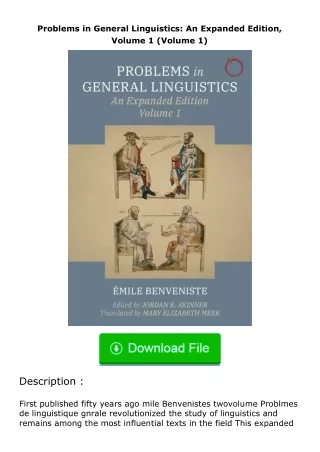 read ❤️(✔️pdf✔️) Problems in General Linguistics: An Expanded Edition, Volume 1 (Volume 1)