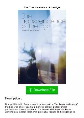 [READ]⚡PDF✔ The Transcendence of the Ego