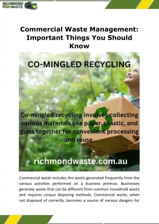 Commercial Waste Management Important Things You Should Know