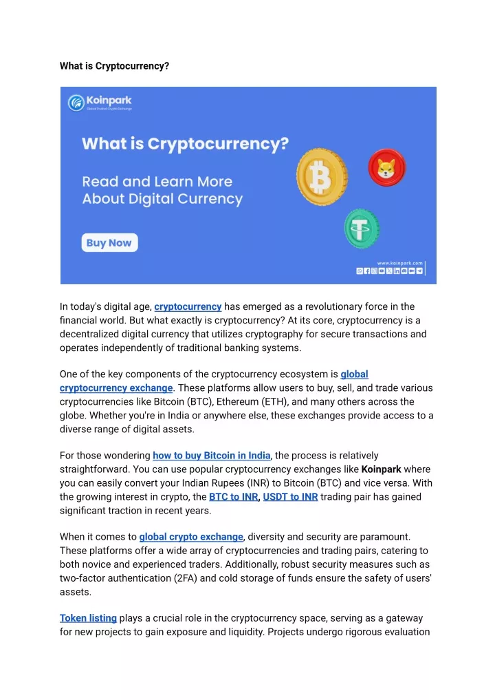 what is cryptocurrency