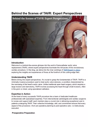 Behind the Scenes of TAVR_ Expert Perspectives