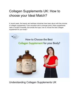 Collagen Supplements UK_ How to choose your Ideal Match_