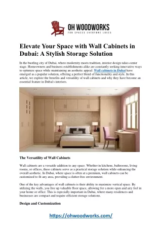 Wall Cabinets in Dubai: Stylish Storage Solutions