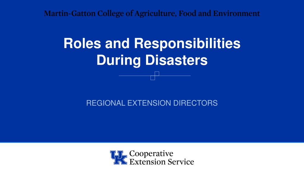Roles and Responsibilities of Regional Extension Directors During Disasters