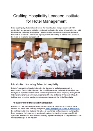 crafting hospitality leaders institute for hotel