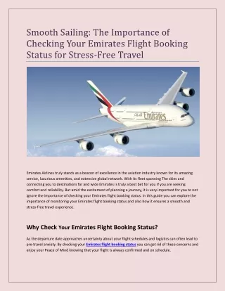 Smooth Sailing: The Importance of Checking Your Emirates Flight Booking Status