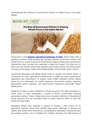 Understanding the Influence of Government Policies on Wheat Prices in the Indian