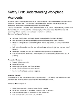 Safety First: Understanding Workplace Accidents