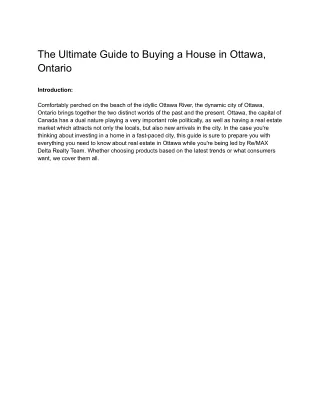 The Ultimate Guide to Buying a House in Ottawa, Ontario