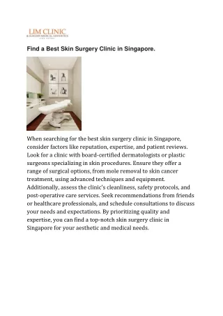 Find a Best Skin Surgery Clinic in Singapore