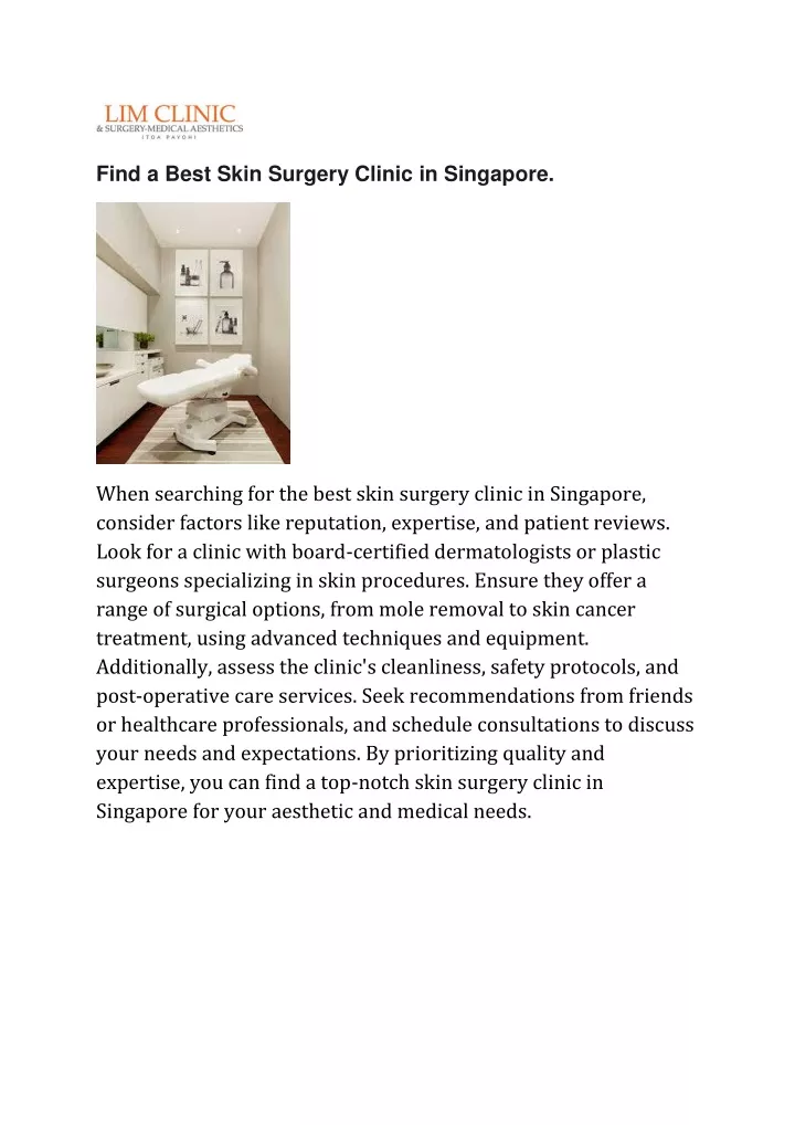 find a best skin surgery clinic in singapore