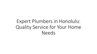 Expert Plumbers in Honolulu Quality Service for Your Home Needs