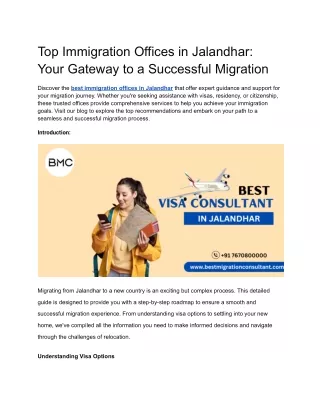 Top Immigration Offices in Jalandhar_ Your Gateway to a Successful Migration