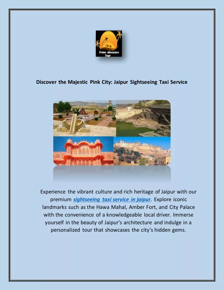 PPT - Discover the Majestic Pink City Jaipur Sightseeing Taxi Service ...