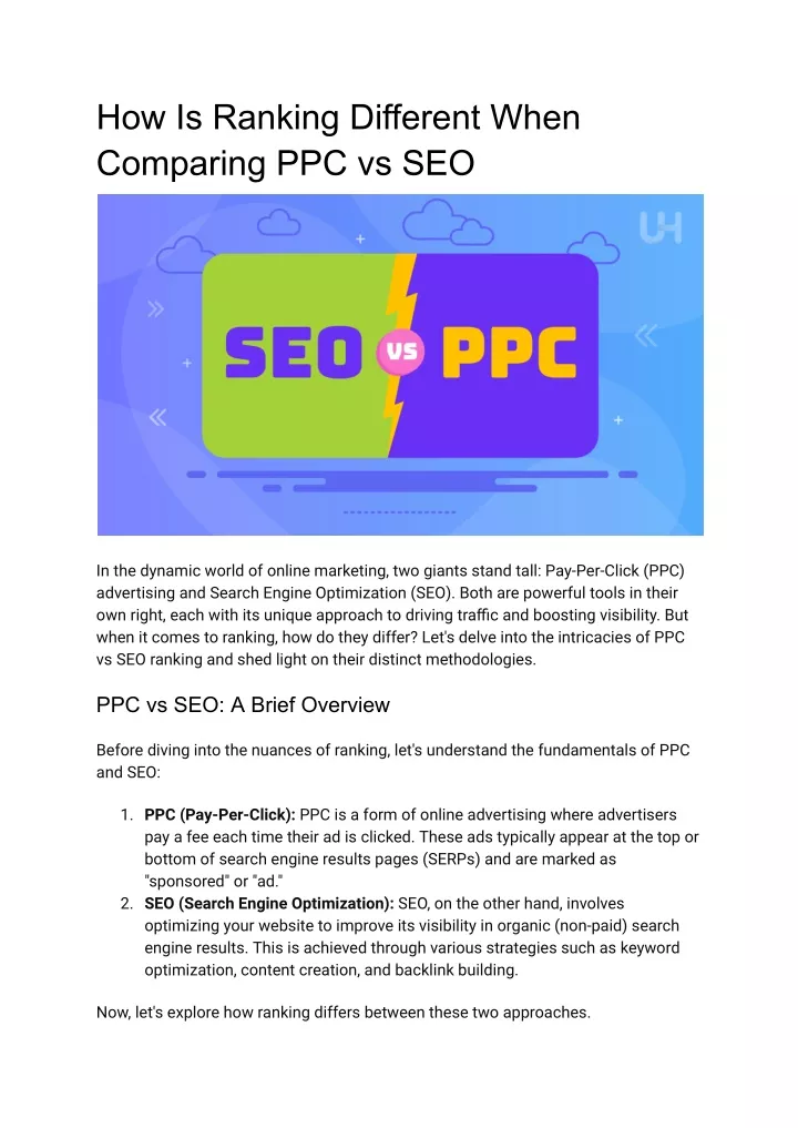 how is ranking different when comparing ppc vs seo