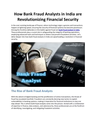 How Bank Fraud Analysts in India are Revolutionizing Financial Security