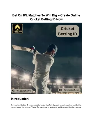 Florencebook is the best Betting platform for cricket betting id.