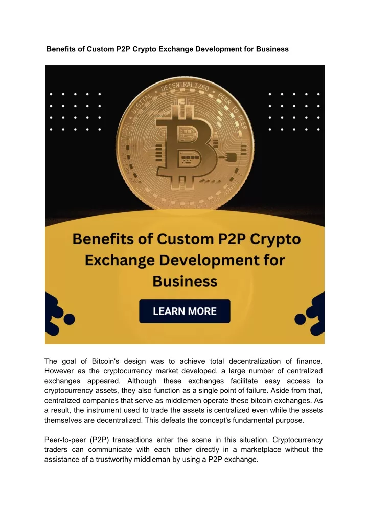 benefits of custom p2p crypto exchange