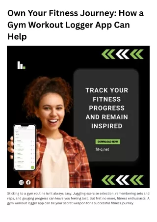 Own Your Fitness Journey How a Gym Workout Logger App Can Help