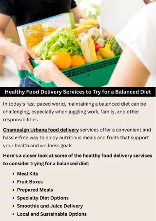 Healthy Food Delivery Services to Try for a Balanced Diet