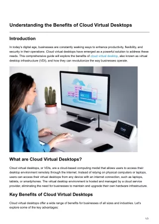 Understanding the Benefits of Cloud Virtual Desktops