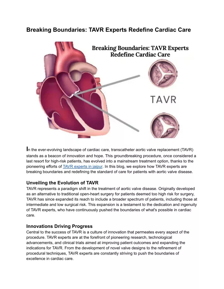 breaking boundaries tavr experts redefine cardiac