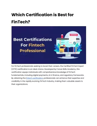 Which Certification is best for FinTech_