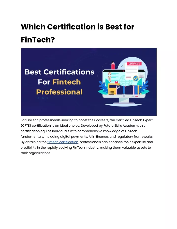 which certification is best for fintech