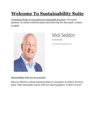 welcome to sustainability suite