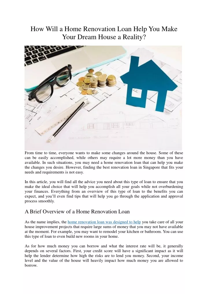 how will a home renovation loan help you make