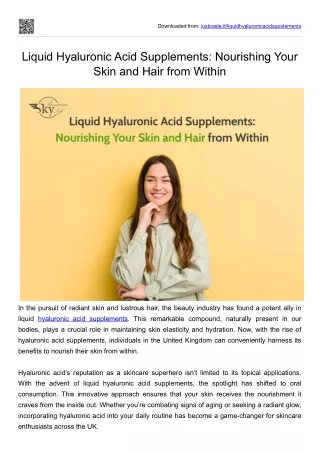 The Power of Liquid Hyaluronic Acid for Skin and Hair