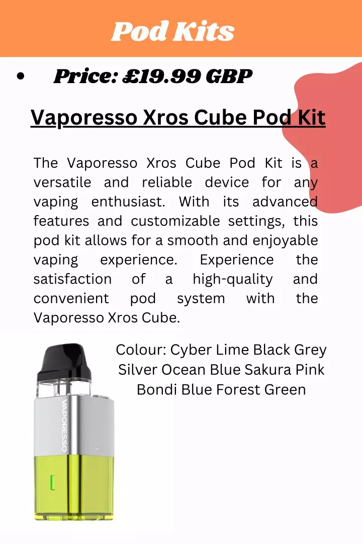 pod kits price 19 99 gbp vaporesso xros cube