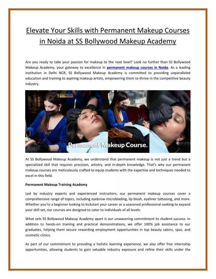 elevate your skills with permanent makeup courses