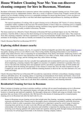 Independent House Cleaners Near Me: Chuck's Bozeman Maid Service is the answer t
