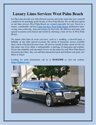 Luxury Limo Services West Palm Beach