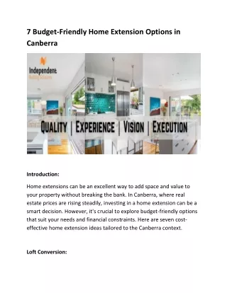 7 Budget-Friendly Home Extension Options in Canberra