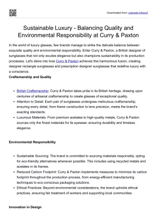 Sustainable Luxury - Balancing Quality and Environmental Responsibility at Curry & Paxton