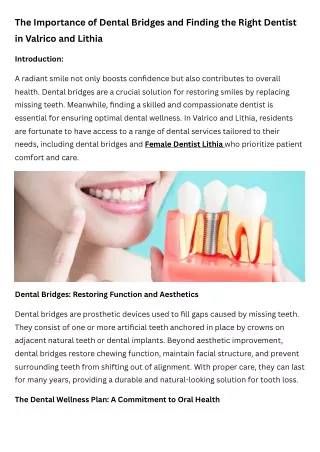 The Importance of Dental Bridges and Finding the Right Dentist in Valrico and Lithia