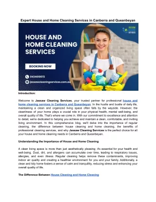 Expert House and Home Cleaning Services in Canberra and Queanbeyan