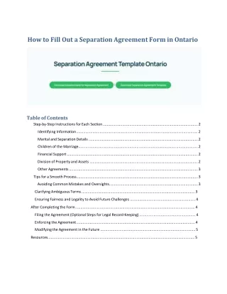 How to Fill Out a Separation Agreement Form in Ontario