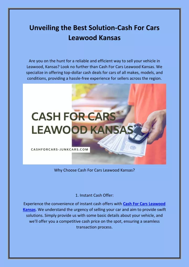 unveiling the best solution cash for cars leawood