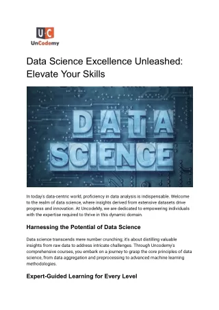 Data Science Excellence Unleashed: Elevate Your Skills