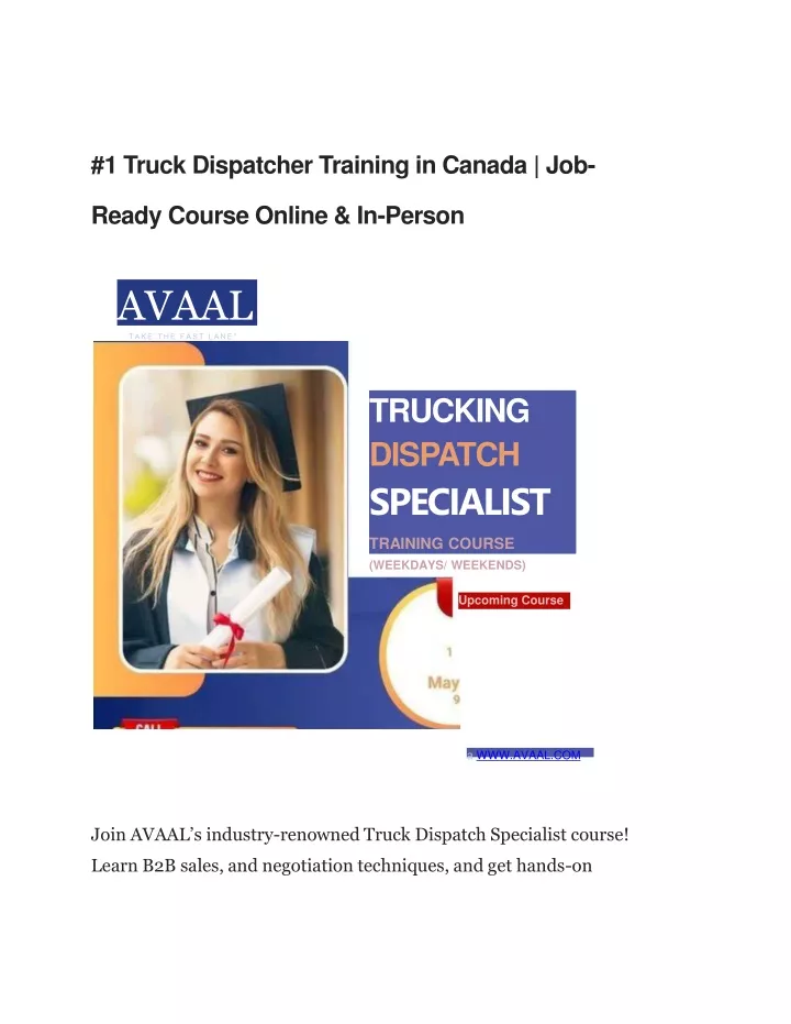 1 truck dispatcher training in canada job ready